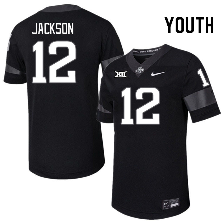 Youth #12 Jaylon Jackson Iowa State Cyclones College Football Jerseys Stitched-Black